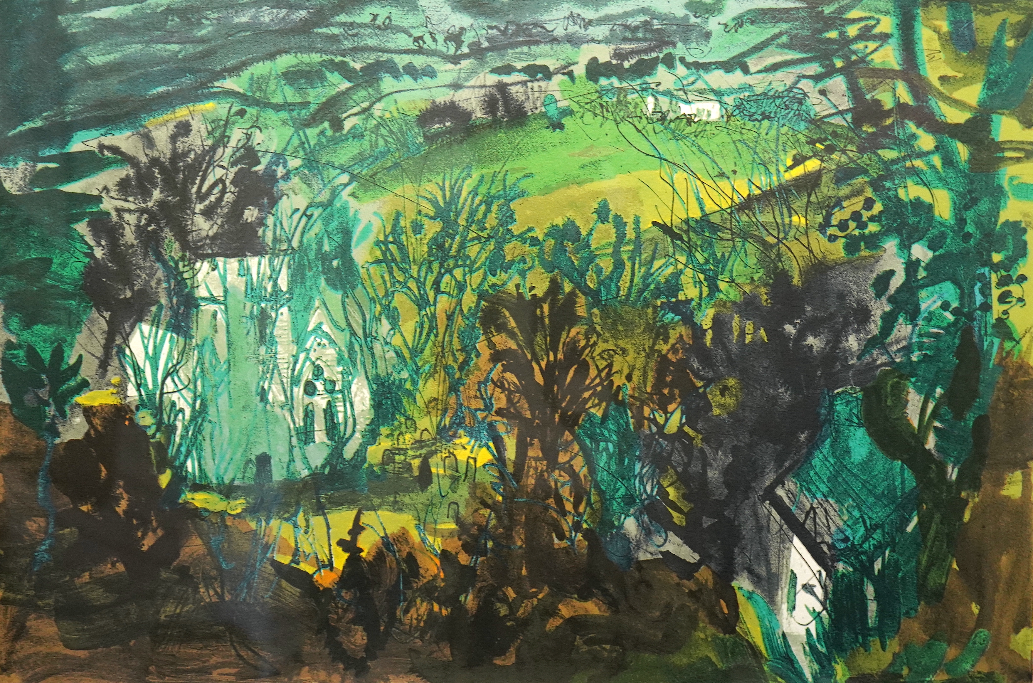 John Piper (British, 1903-1992), Clydey, Pembrokeshire (L.370), screenprint in colours, 1984, on wove, 37.5 x 56cm